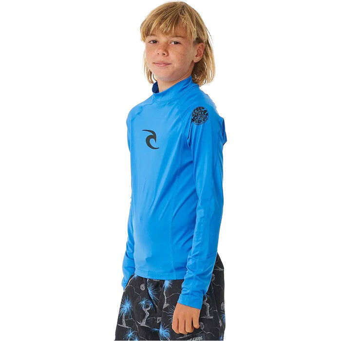 2024 Rip Curl Boys Brand Wave UPF Long Sleeve Rash Vest 122BRV - Blue Gum